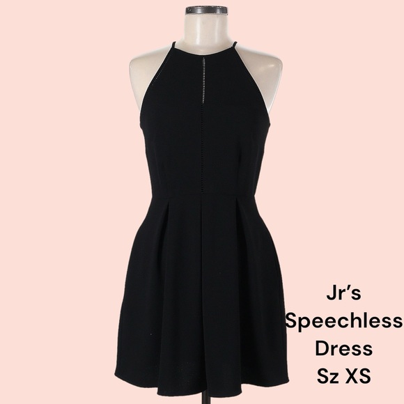 *Speechless* Jr’s Casual High Neck Fitted Mini Black Dress Size XS - Picture 1 of 7